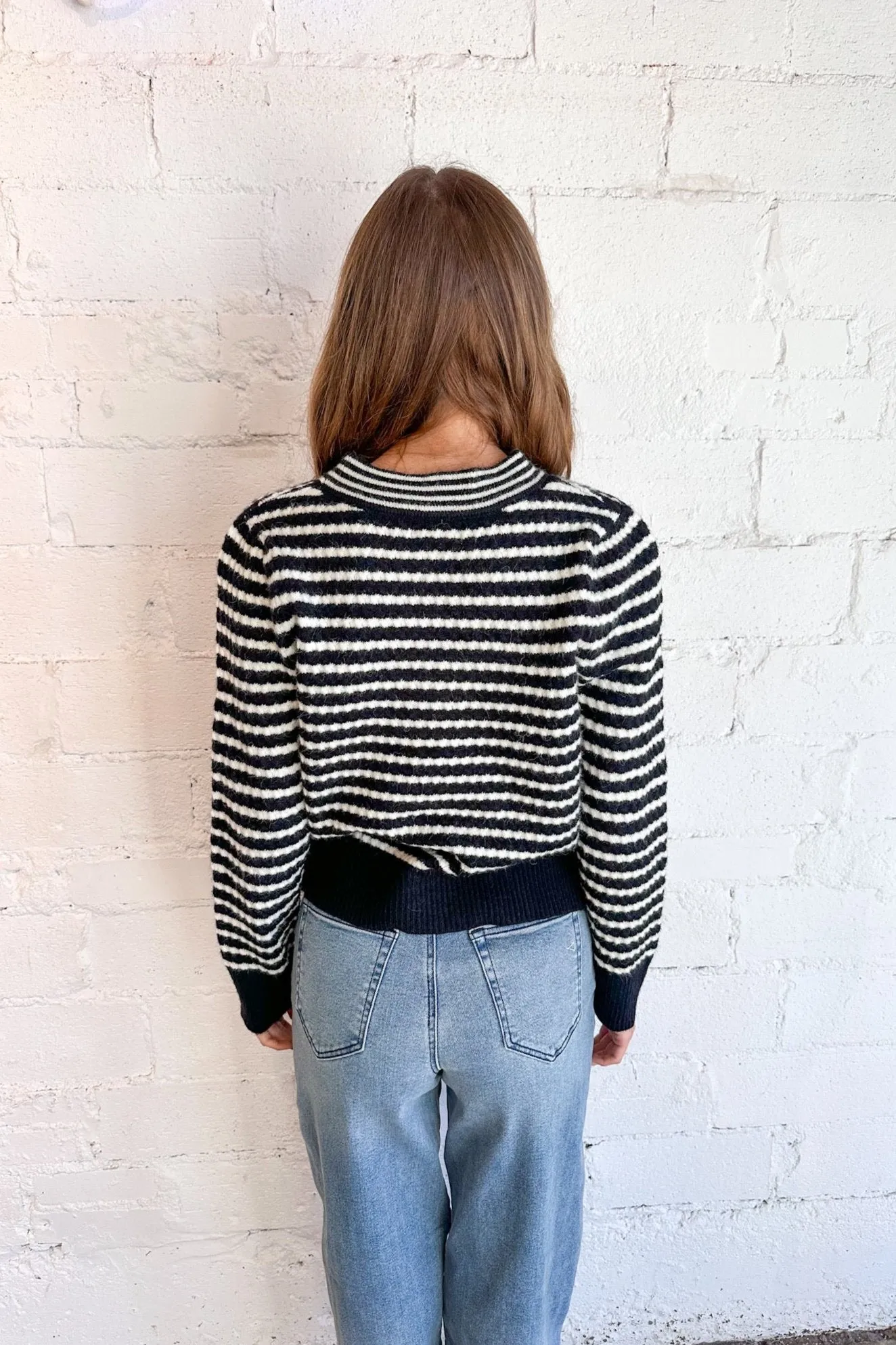 Striped Bow Sweater Cardigan