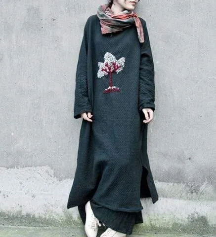 Tree Of Life Oversized Cotton Dress | Lotus
