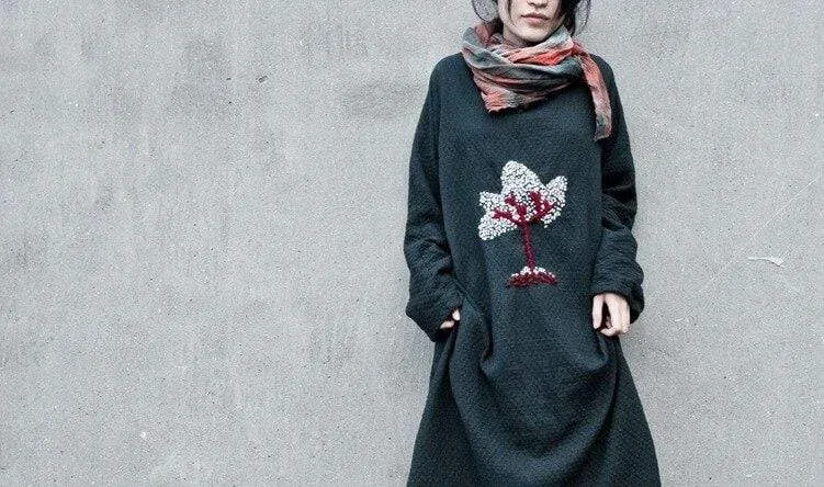 Tree Of Life Oversized Cotton Dress | Lotus