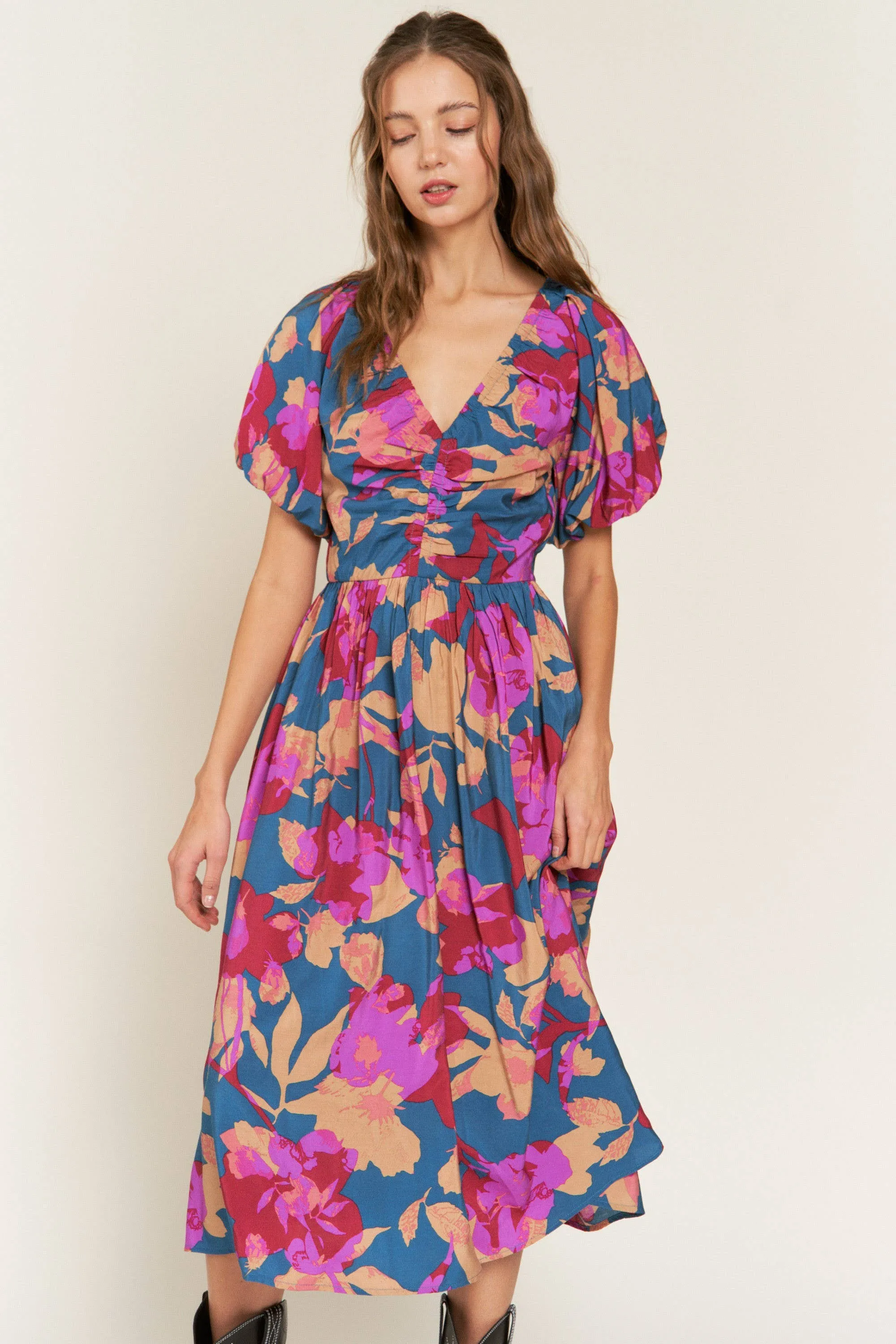 V-Neck Midi Dress