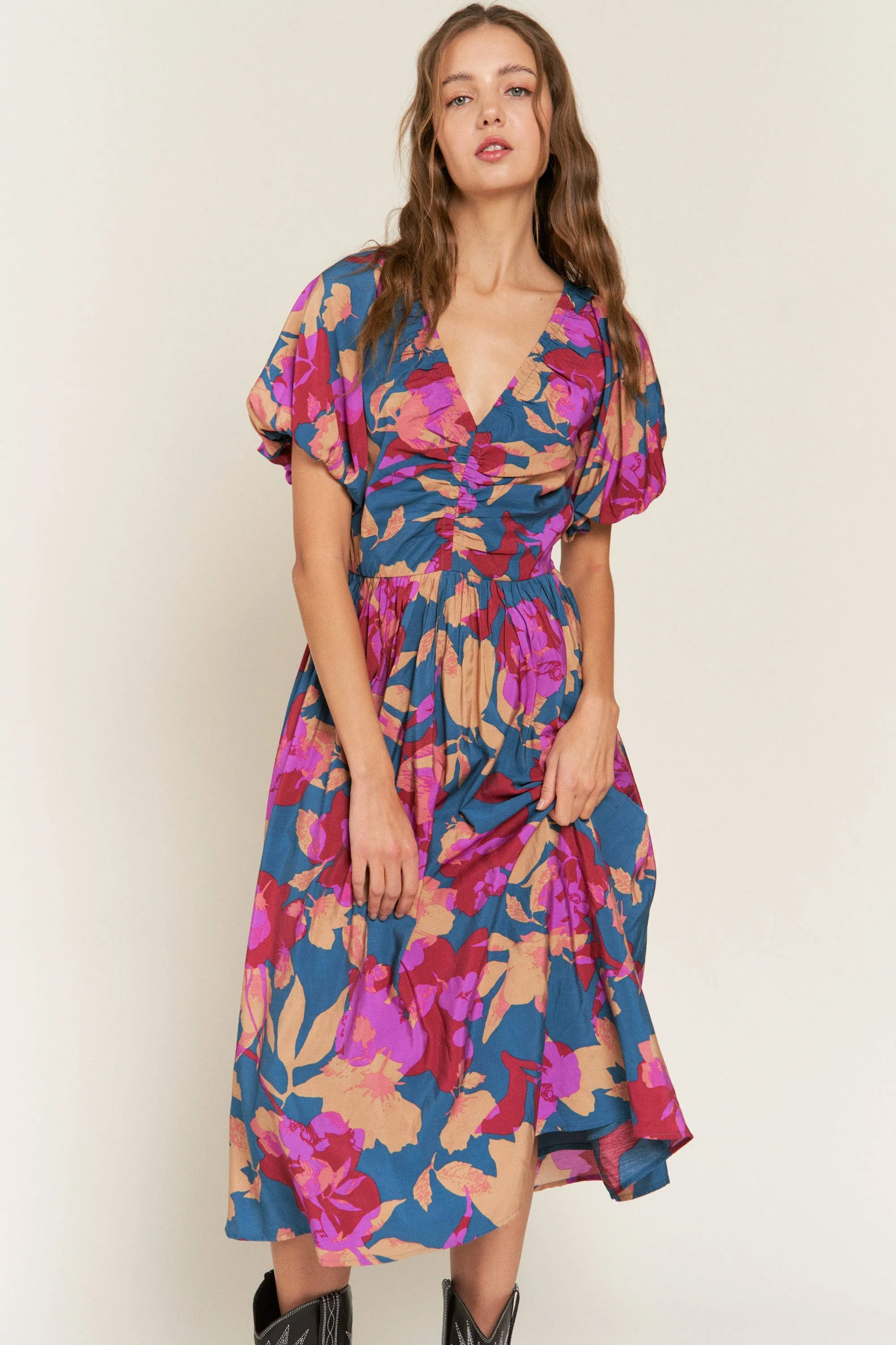 V-Neck Midi Dress