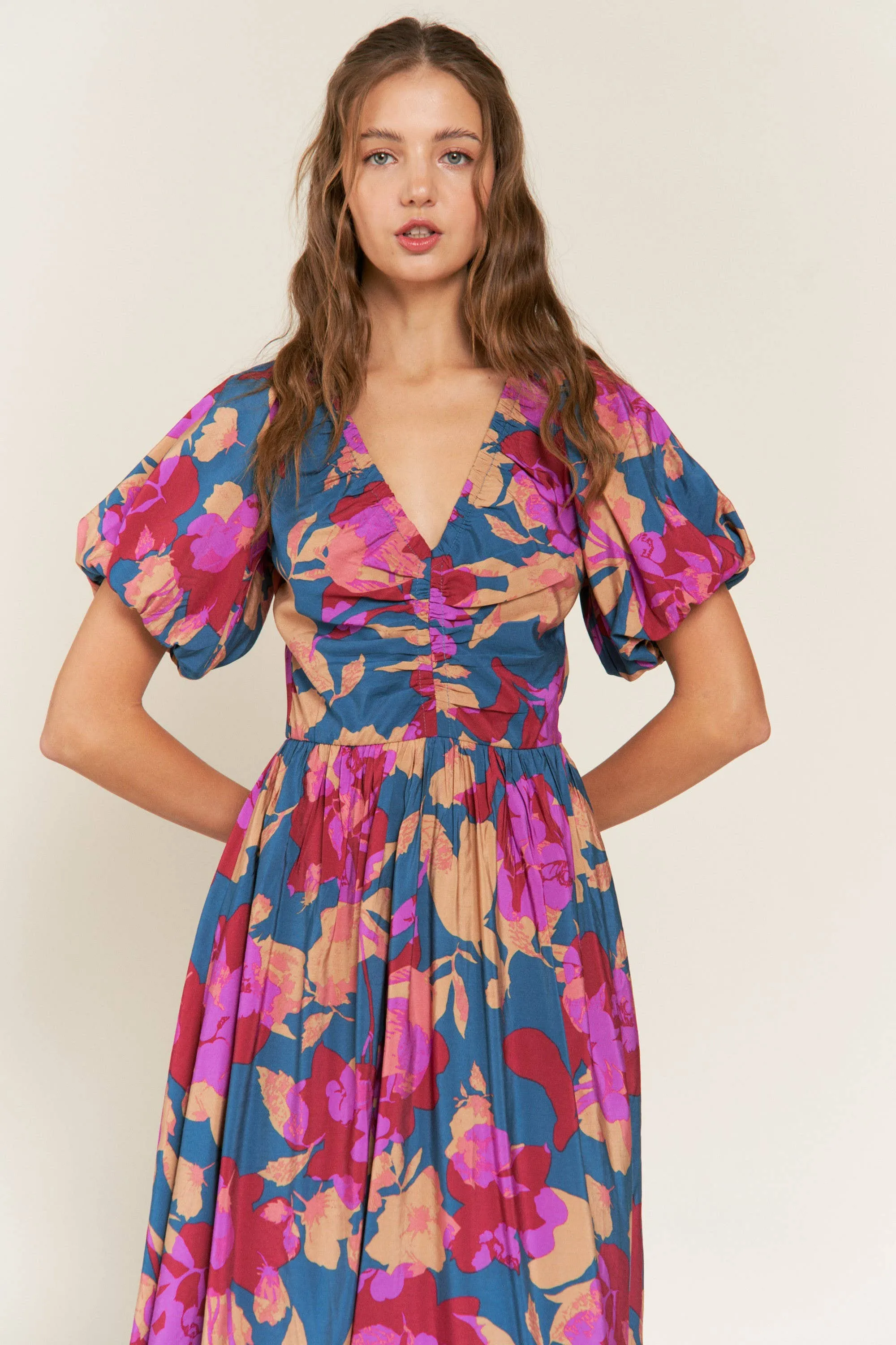 V-Neck Midi Dress