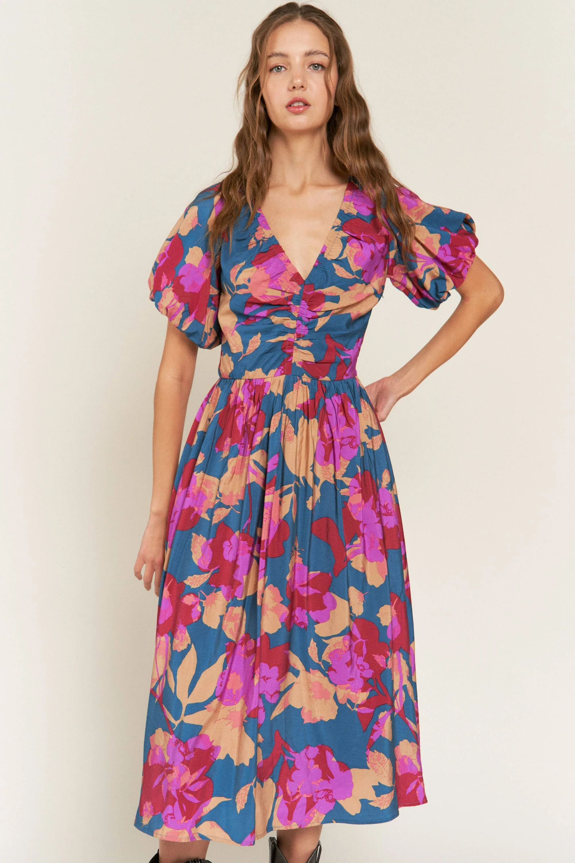 V-Neck Midi Dress