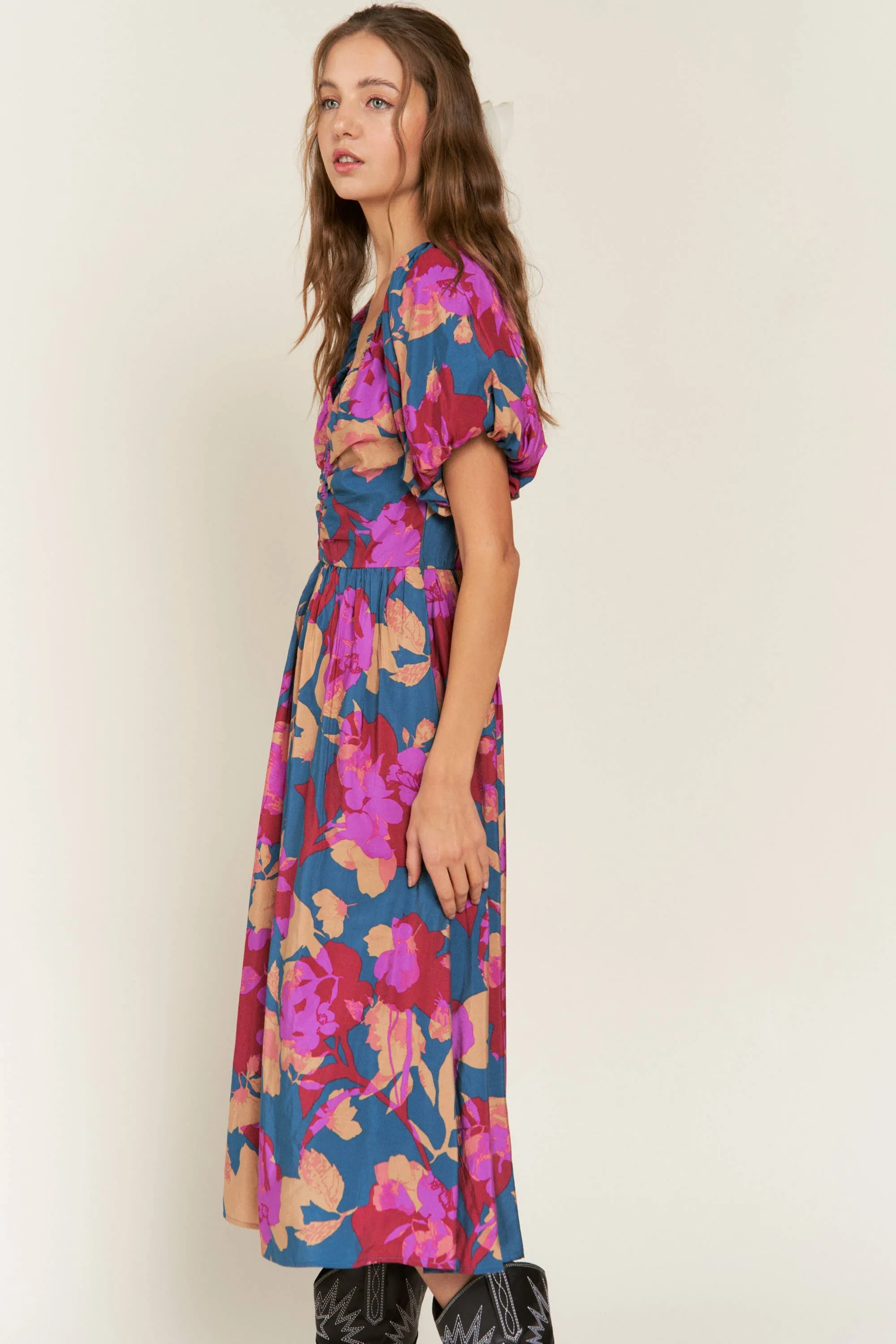 V-Neck Midi Dress