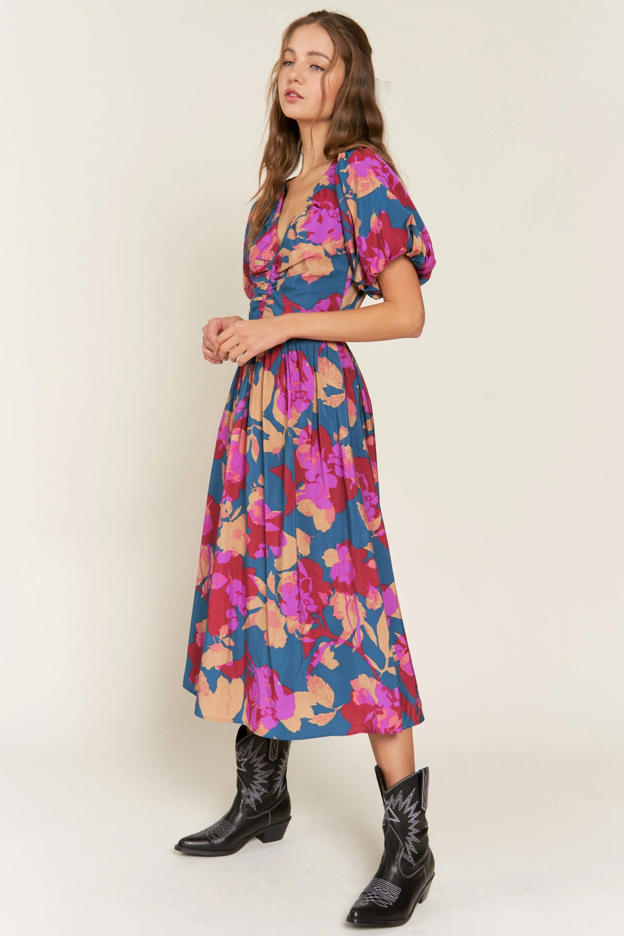V-Neck Midi Dress