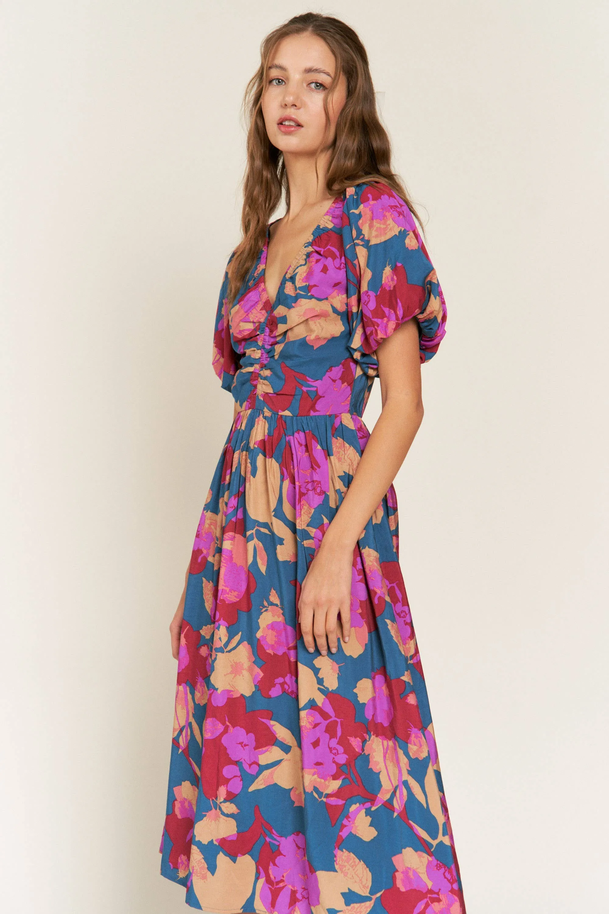 V-Neck Midi Dress