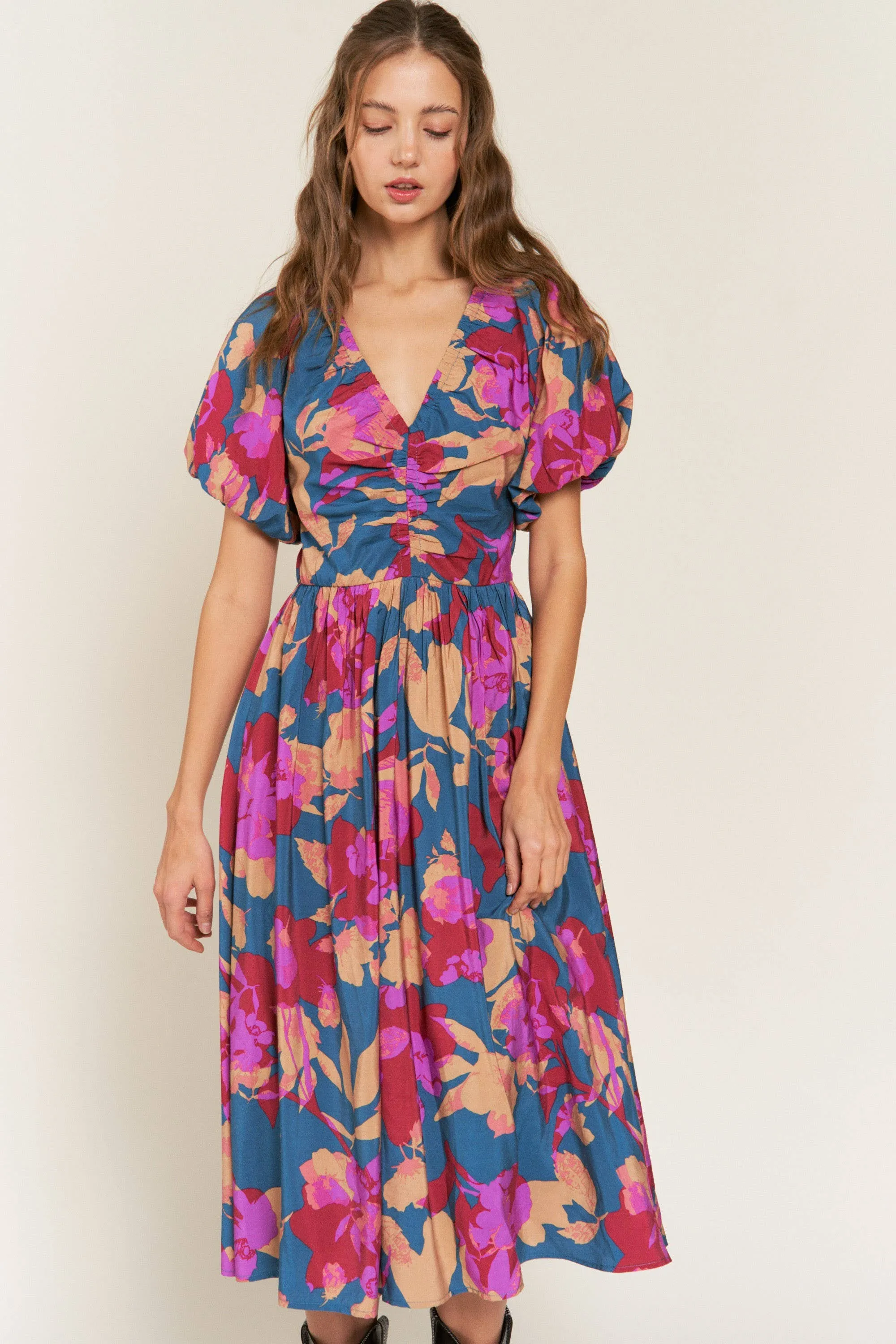 V-Neck Midi Dress