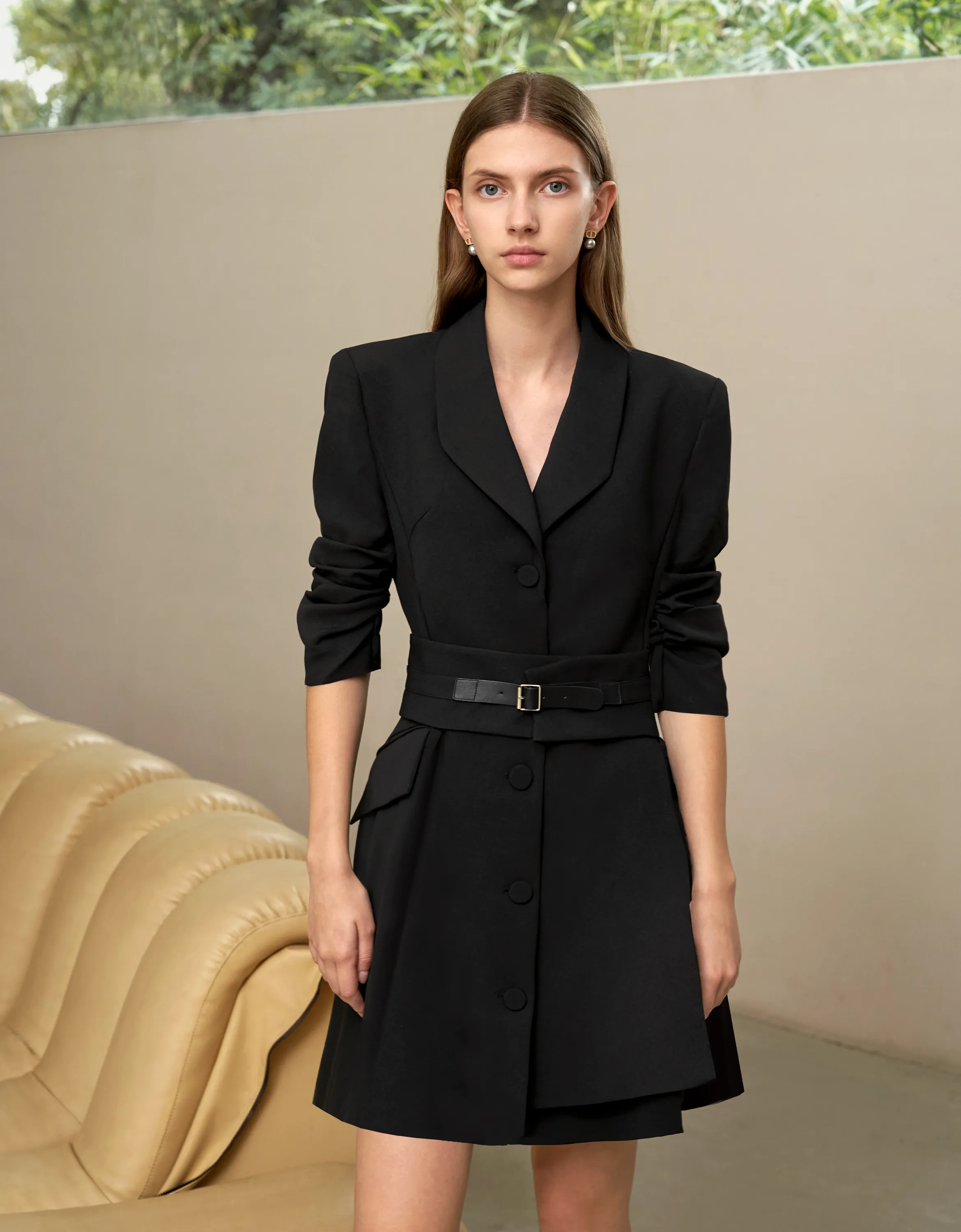 Wide Waistband Suit Dress