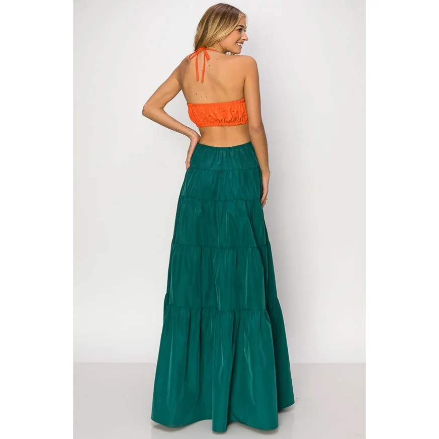 Women's INA Taffeta Sleeveless Dome Cut Out Maxi Dress