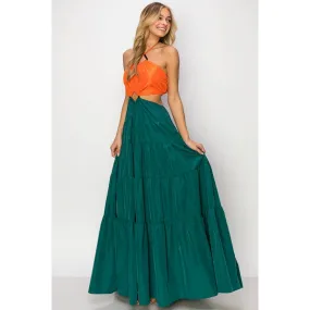 Women's INA Taffeta Sleeveless Dome Cut Out Maxi Dress