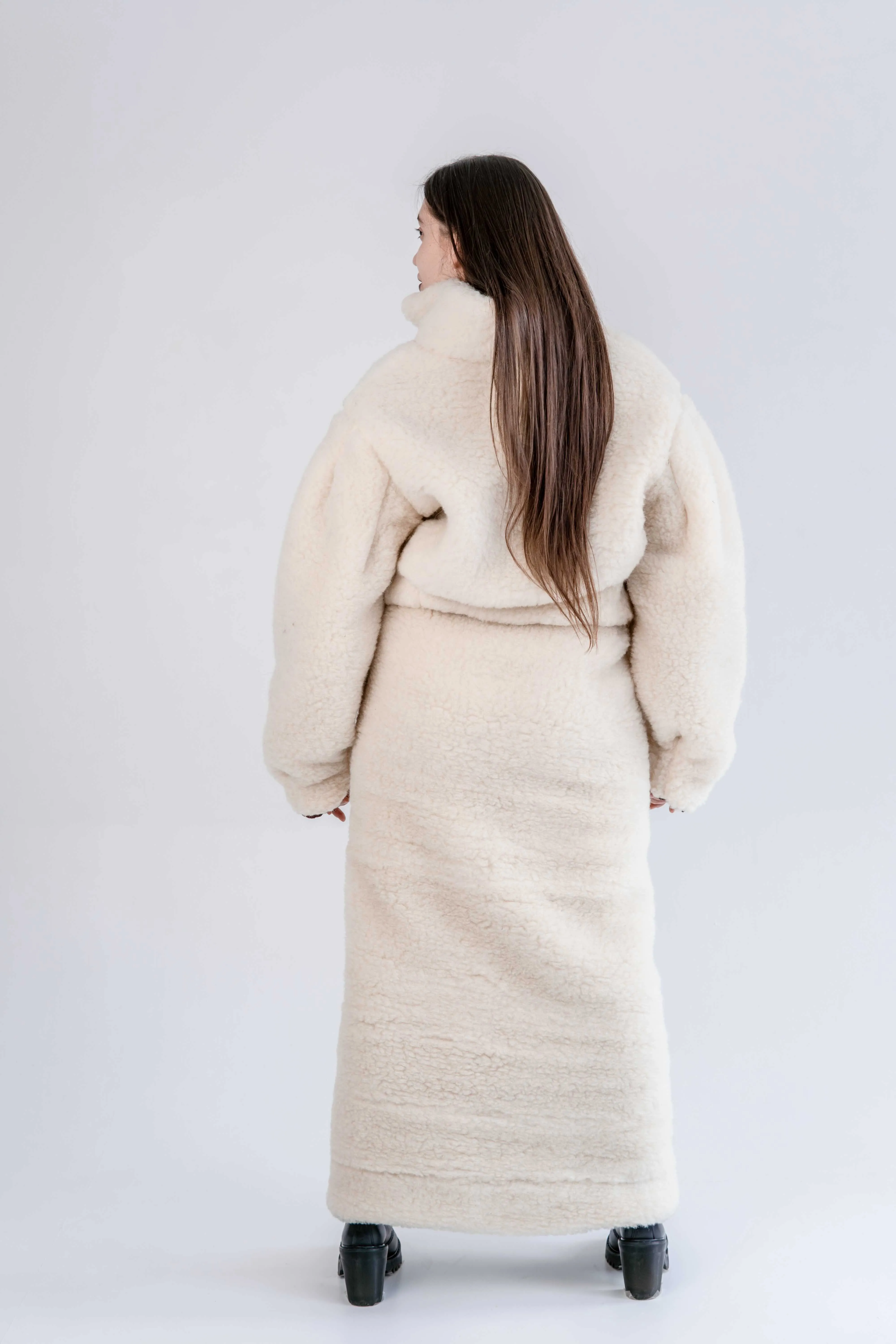 Woolen Women's Short Jacket - White
