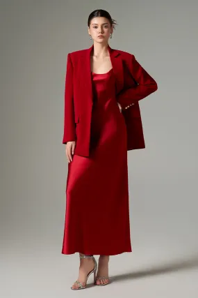 Zehra Slip Scoop Neck Silk Satin Ankle Length Dress